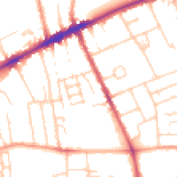 Daytime road noise heatmap for OX3 7BQ