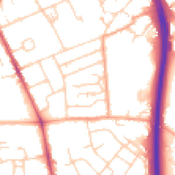Daytime road noise heatmap for OX3 8NY