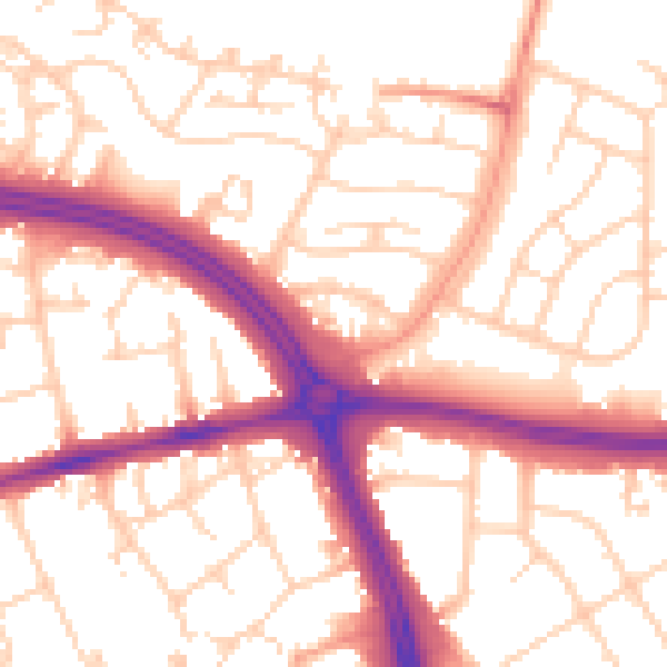 Daytime road noise heatmap for OX3 9EZ