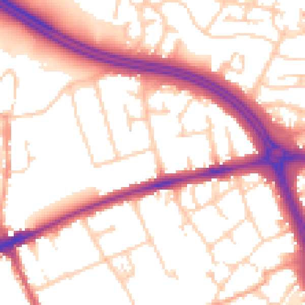Daytime road noise heatmap for OX3 9JB