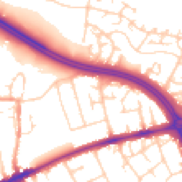 Daytime road noise heatmap for OX3 9JF