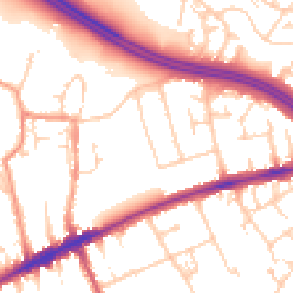Daytime road noise heatmap for OX3 9JJ