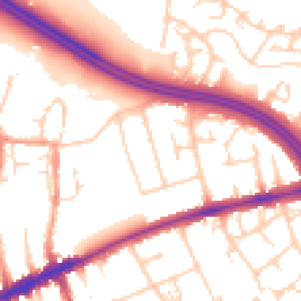 Daytime road noise heatmap for OX3 9JN