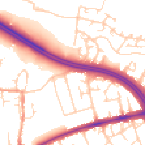 Daytime road noise heatmap for OX3 9JR