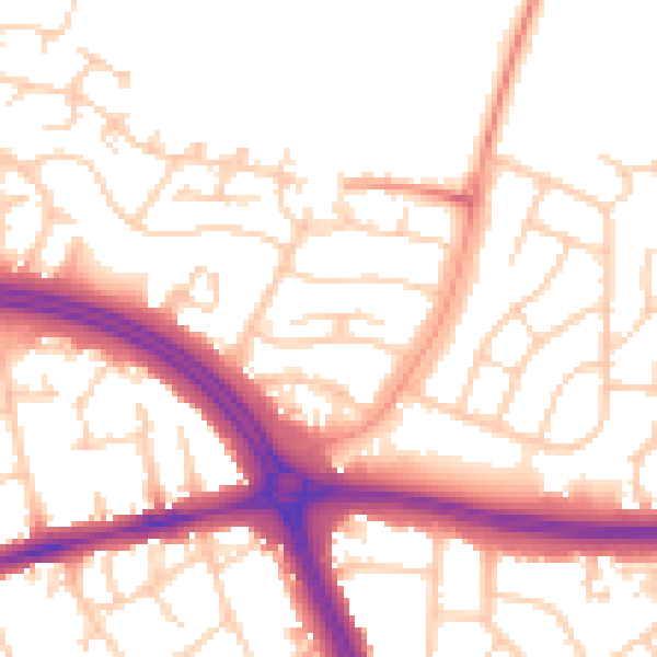 Daytime road noise heatmap for OX3 9NF