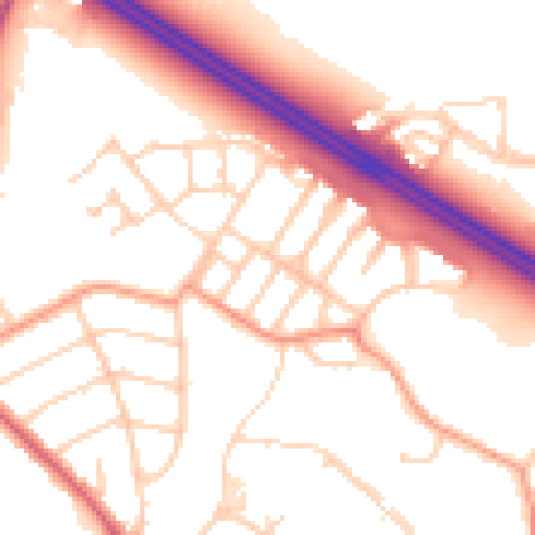 Daytime road noise heatmap for OX3 9PZ
