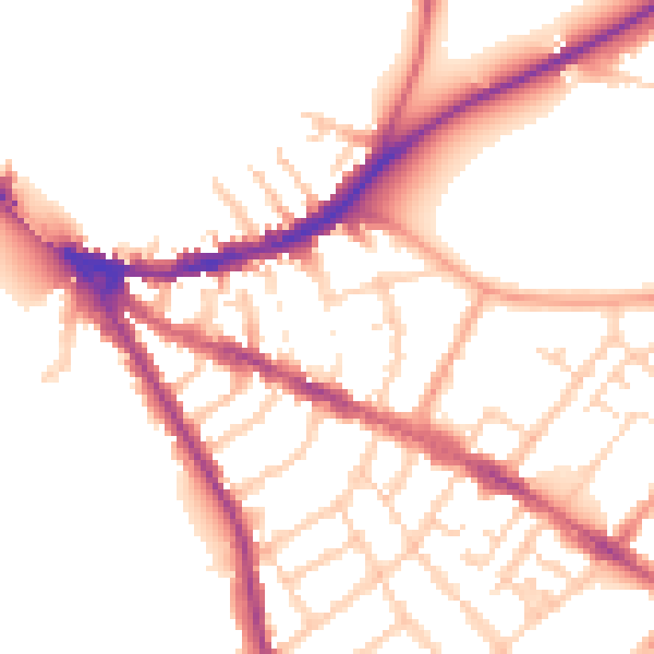 Daytime road noise heatmap for OX4 1BU