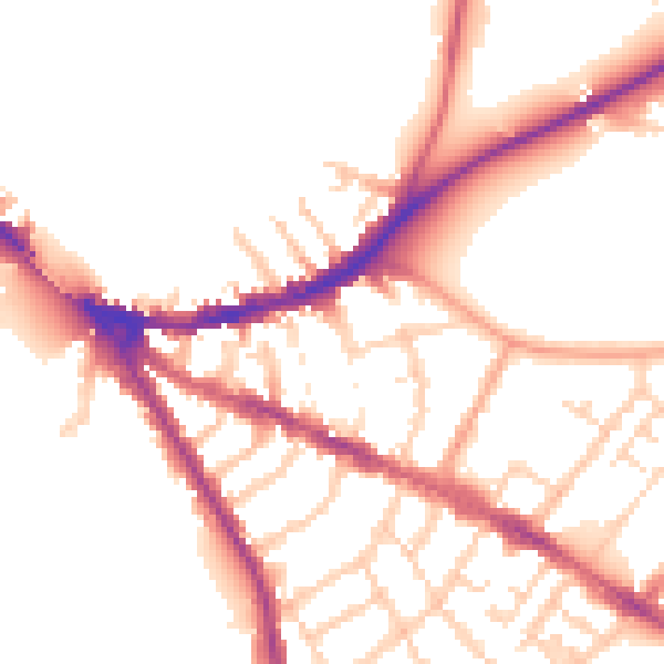 Daytime road noise heatmap for OX4 1BW