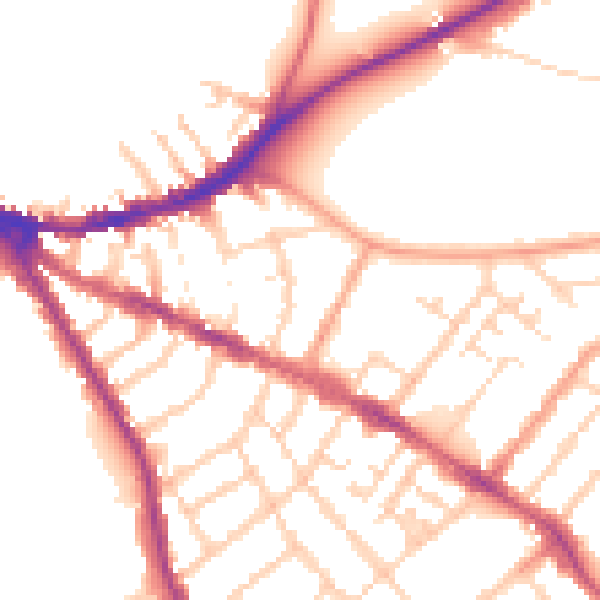 Daytime road noise heatmap for OX4 1DD