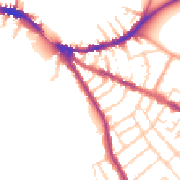 Daytime road noise heatmap for OX4 1EB