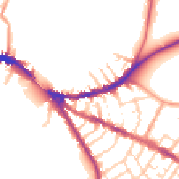 Daytime road noise heatmap for OX4 1UA