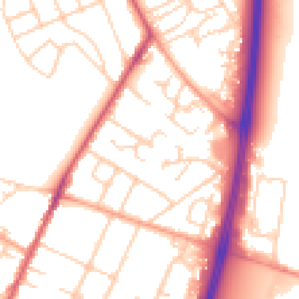 Daytime road noise heatmap for OX4 2PY