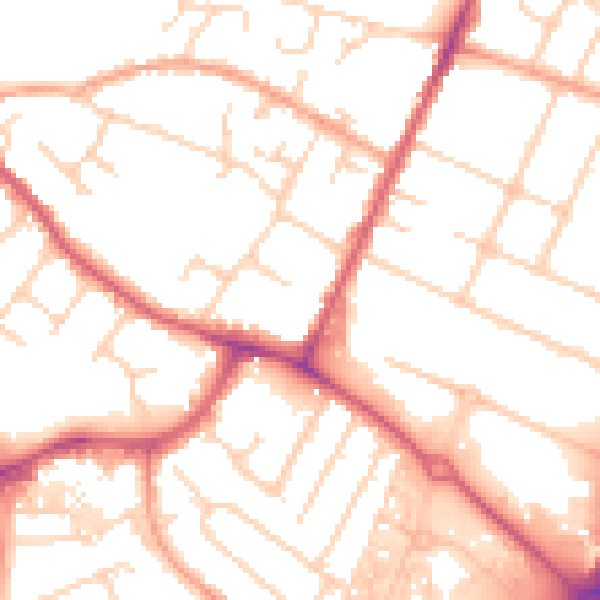 Daytime road noise heatmap for OX4 2UW