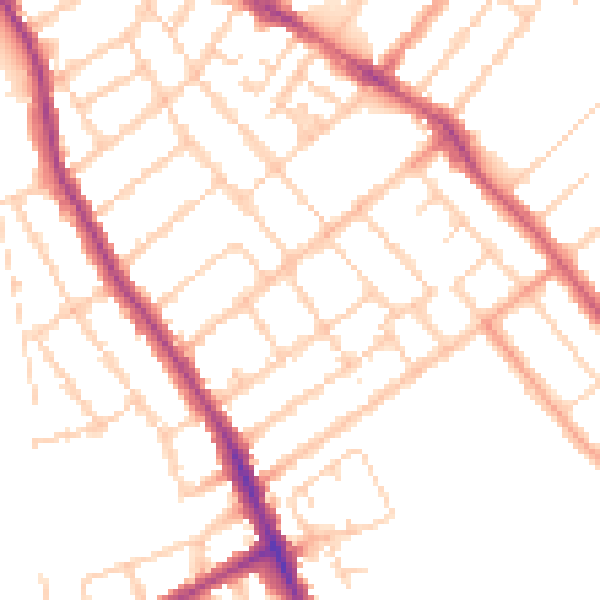 Daytime road noise heatmap for OX4 3AQ