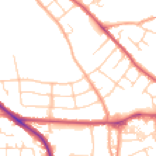 Daytime road noise heatmap for OX4 3NP