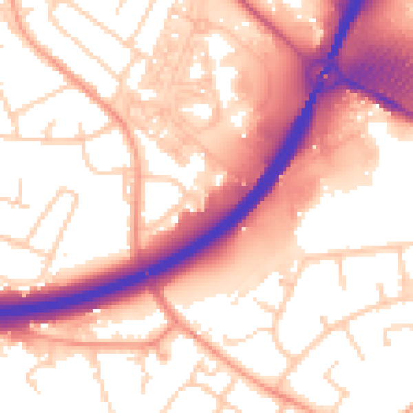 Daytime road noise heatmap for OX4 3RL