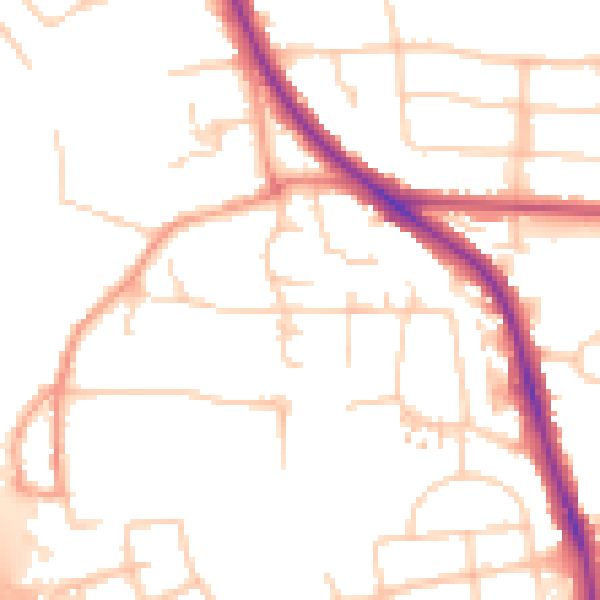 Daytime road noise heatmap for OX4 4DT