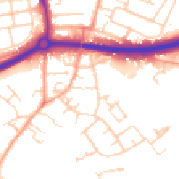 Daytime road noise heatmap for OX4 4LJ