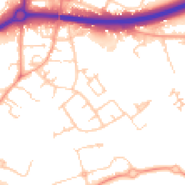 Daytime road noise heatmap for OX4 4NG