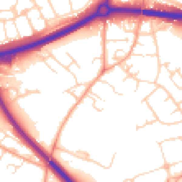 Daytime road noise heatmap for OX4 4PU