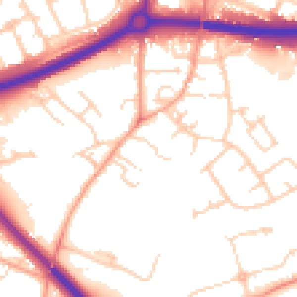 Daytime road noise heatmap for OX4 4QX