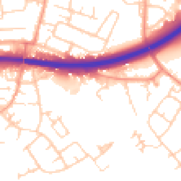 Daytime road noise heatmap for OX4 6JS