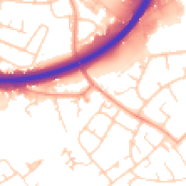 Daytime road noise heatmap for OX4 6LA