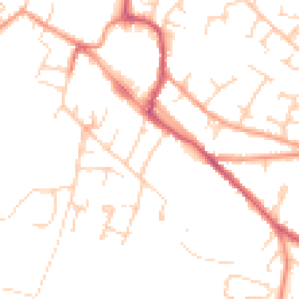 Daytime road noise heatmap for OX9 2DP