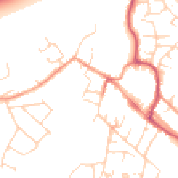 Daytime road noise heatmap for OX9 2EG