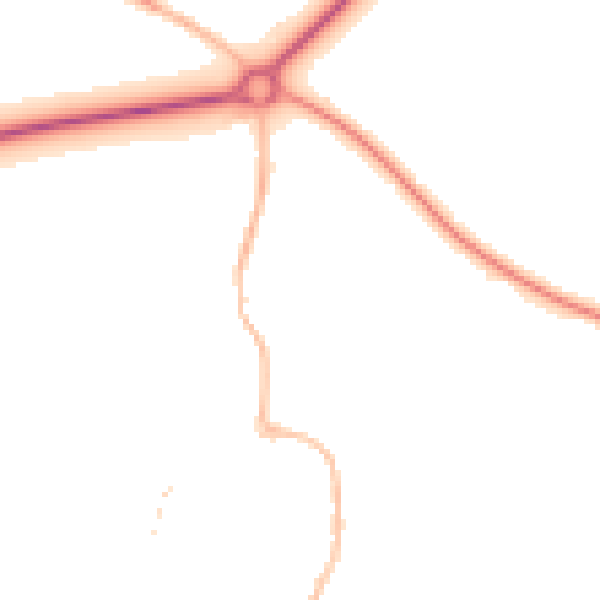 Night-time road noise heatmap for OX9 3DE