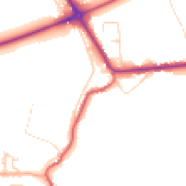 Daytime road noise heatmap for PE14 0AA