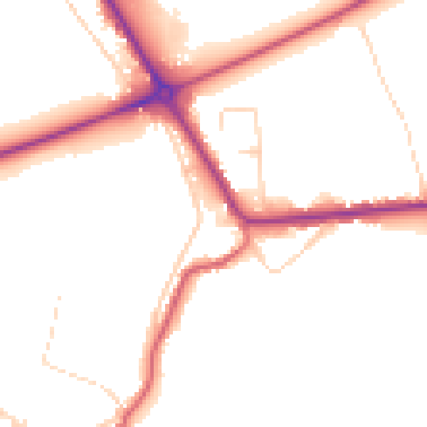 Daytime road noise heatmap for PE14 0DB