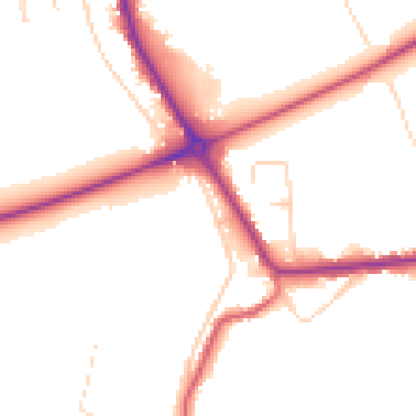 Daytime road noise heatmap for PE14 0DD