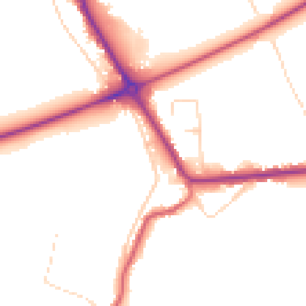 Daytime road noise heatmap for PE14 0DE