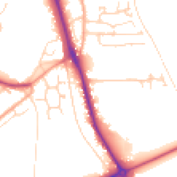 Daytime road noise heatmap for PE14 0DG