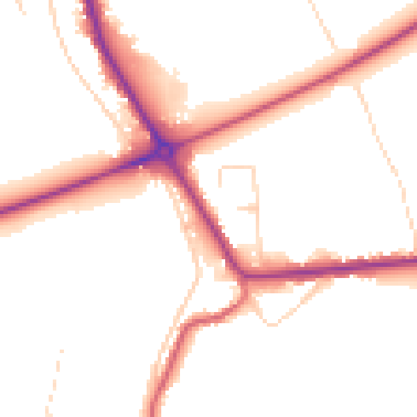 Daytime road noise heatmap for PE14 0DH