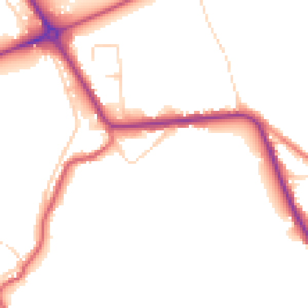 Daytime road noise heatmap for PE14 0DJ