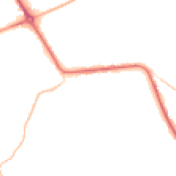 Night-time road noise heatmap for PE14 0DJ
