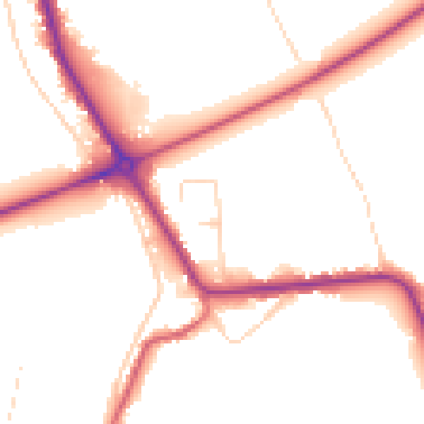 Daytime road noise heatmap for PE14 0DL