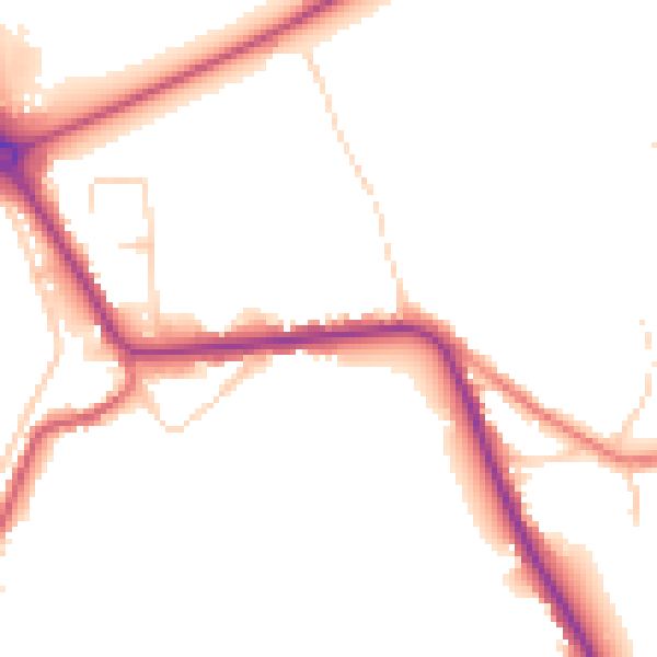 Daytime road noise heatmap for PE14 0DP