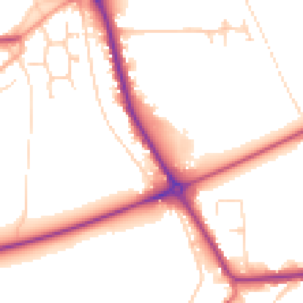 Daytime road noise heatmap for PE14 0DQ