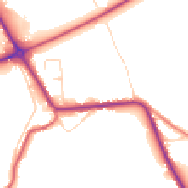 Daytime road noise heatmap for PE14 0DR