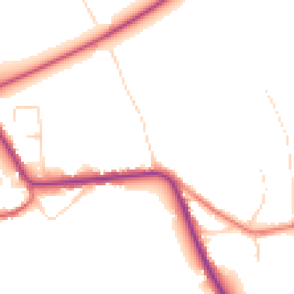 Daytime road noise heatmap for PE14 0DS