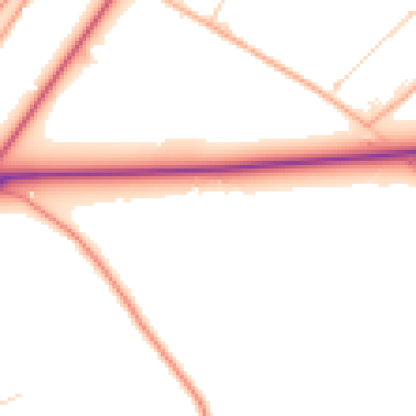 Daytime road noise heatmap for PE14 0EN