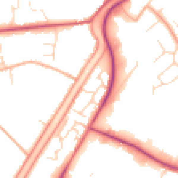 Daytime road noise heatmap for PE14 0SP