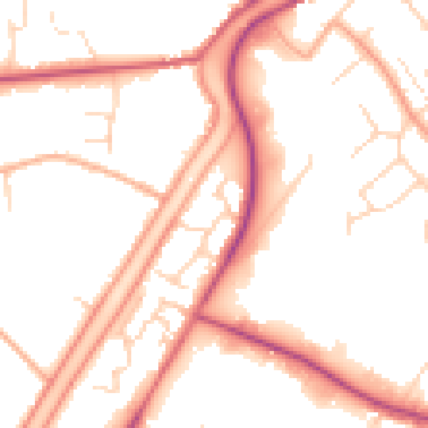 Daytime road noise heatmap for PE14 0SR