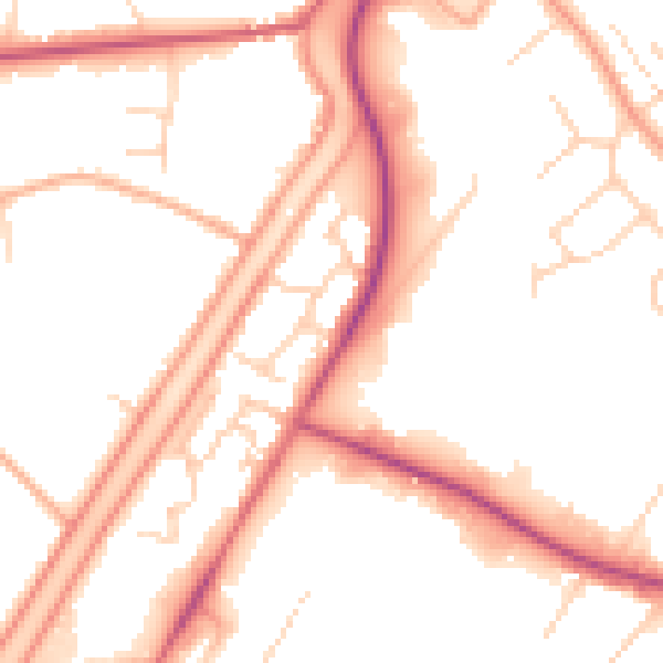 Daytime road noise heatmap for PE14 0SS