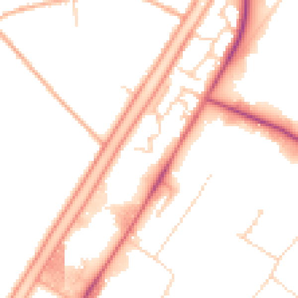 Daytime road noise heatmap for PE14 0TB