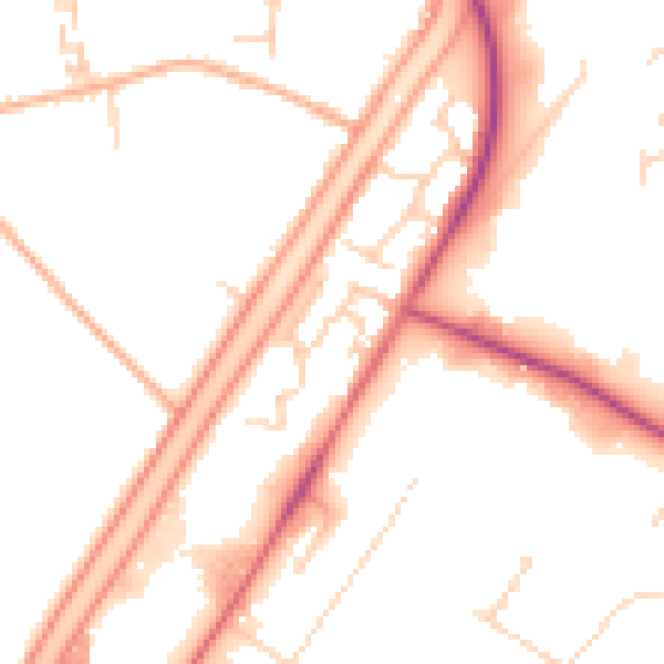 Daytime road noise heatmap for PE14 0TD