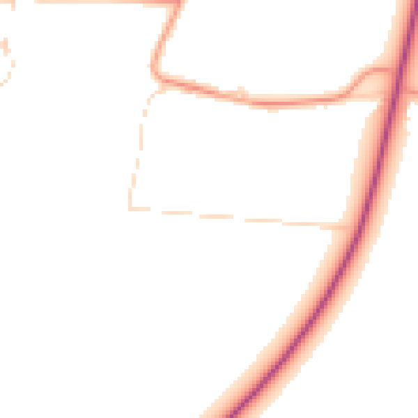 Daytime road noise heatmap for PE14 7BJ